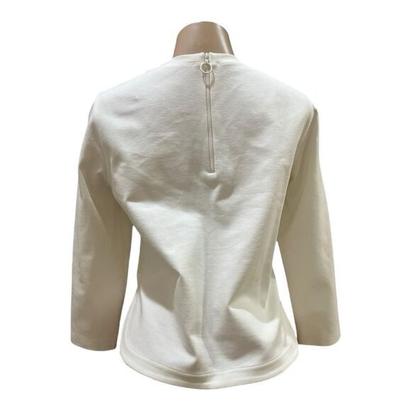 AKRIS Punto Cream Top with Textured Neckline - Picture 3 of 6